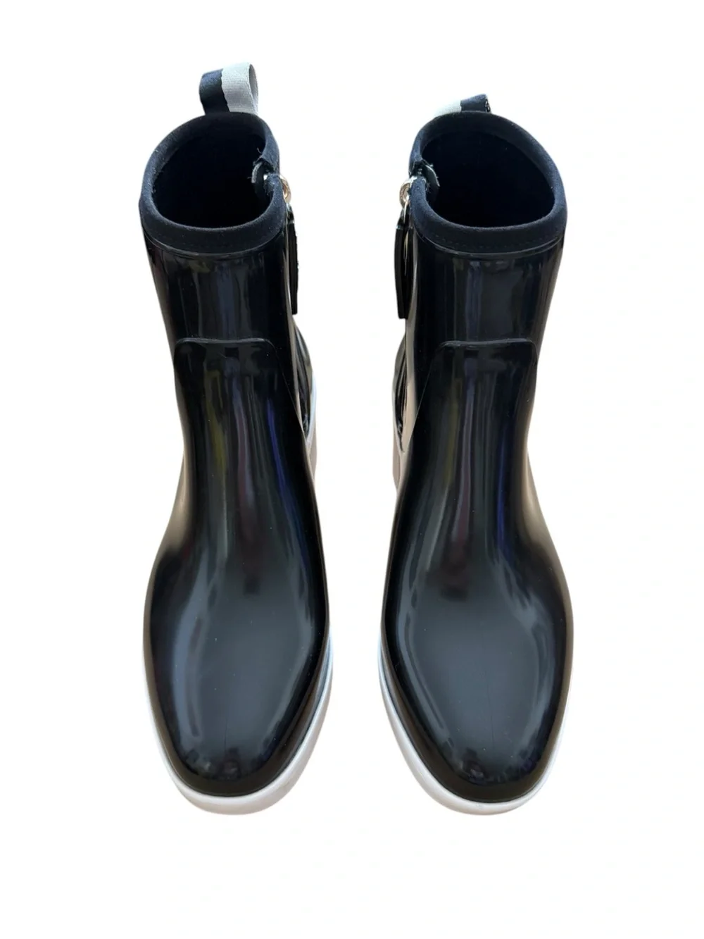 Kate Spade Black Puddle Block Heel Rain Boots